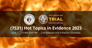 Logo and text over image of flames