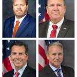 Four individual head shots of men wearing business attire